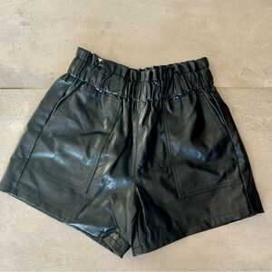 Black Faux Leather Women Shorts